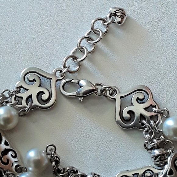 BRIGHTON Scroll  & Pearl Silver Bracelet GENEVA - Picture 3 of 6